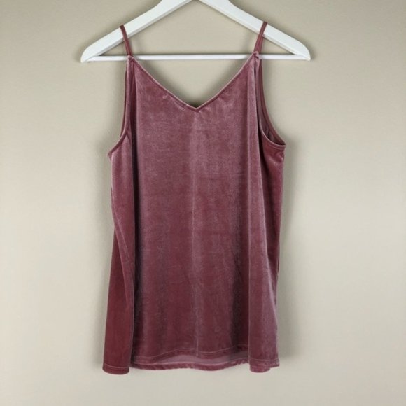 HALOGEN Pink V-Neck Tank Top Velvet Small - Picture 2 of 5